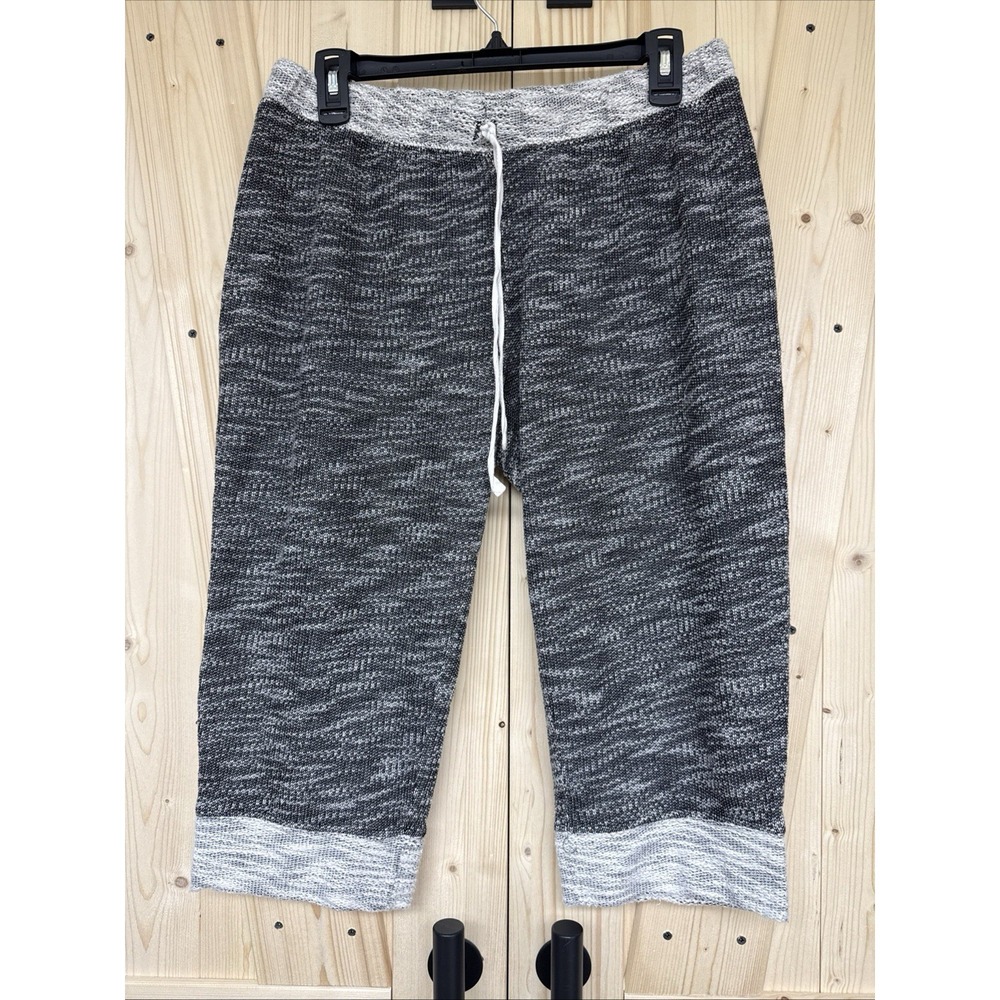Joe Boxer Womens Size L Heather Black Gray Grey Drawstring Capri Joggers